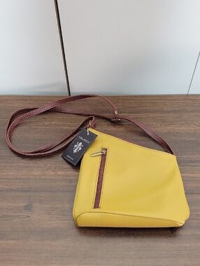 Leather Yellow Crossbody Bag by